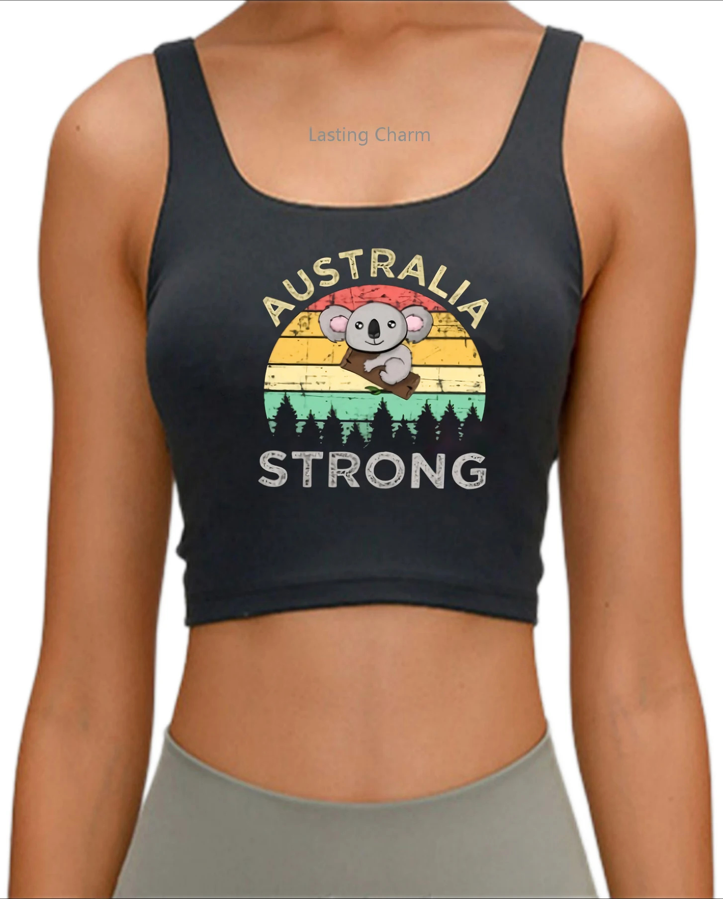 Lets raise awareness and save australia print crop top Ladies casual sports top