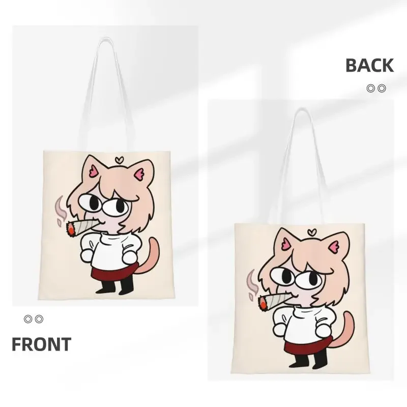 Neco Arc Groceries Tote Shopping Bag Women Funny Cartoon Animated Tv Movie Canvas Shopper Shoulder Bags Large Capacity Handbag