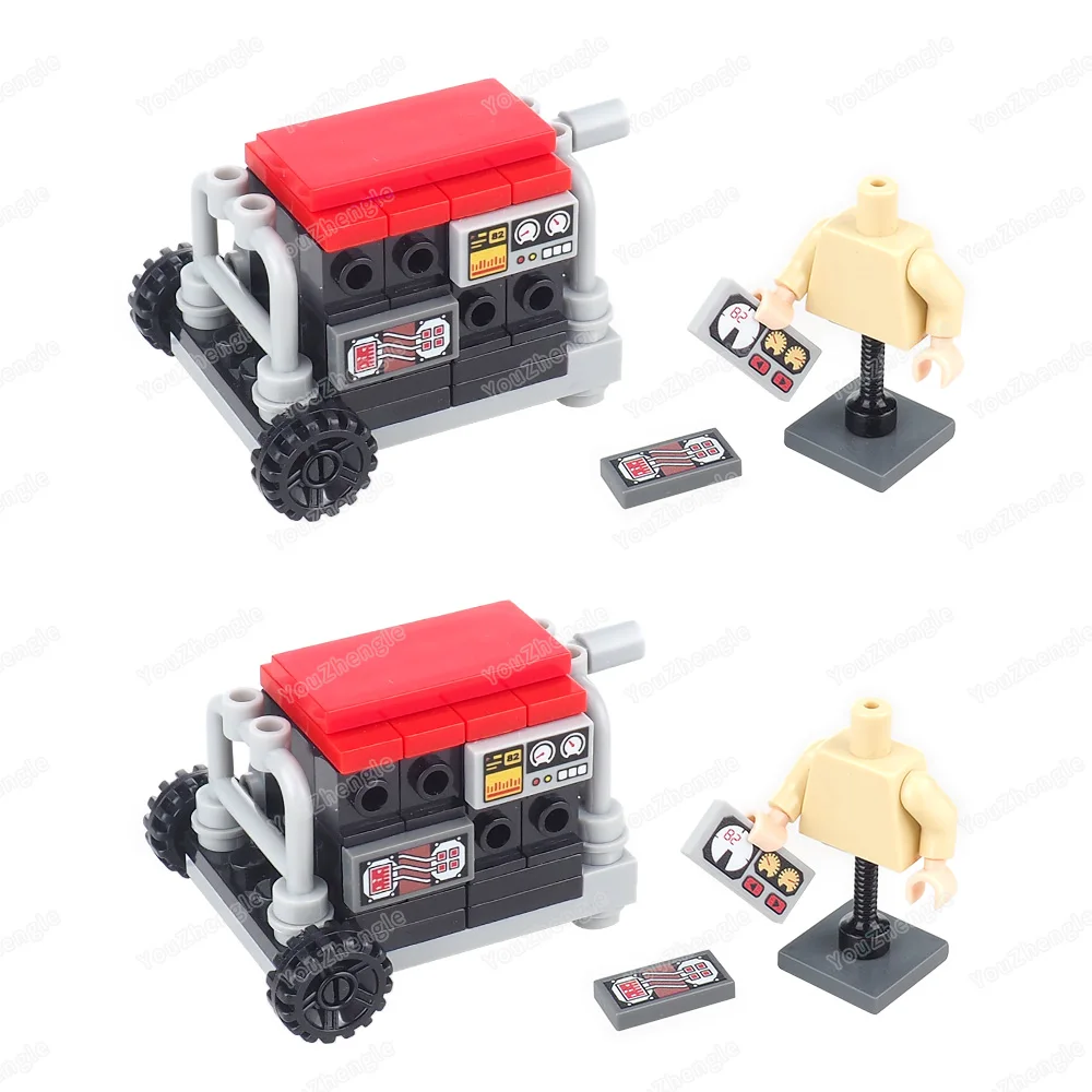 Generatore meccanico nero Building Block MOC Figure Conversione di energia all'attrezzatura elettrica Scena Mini modello Regali Giocattoli per ragazzi