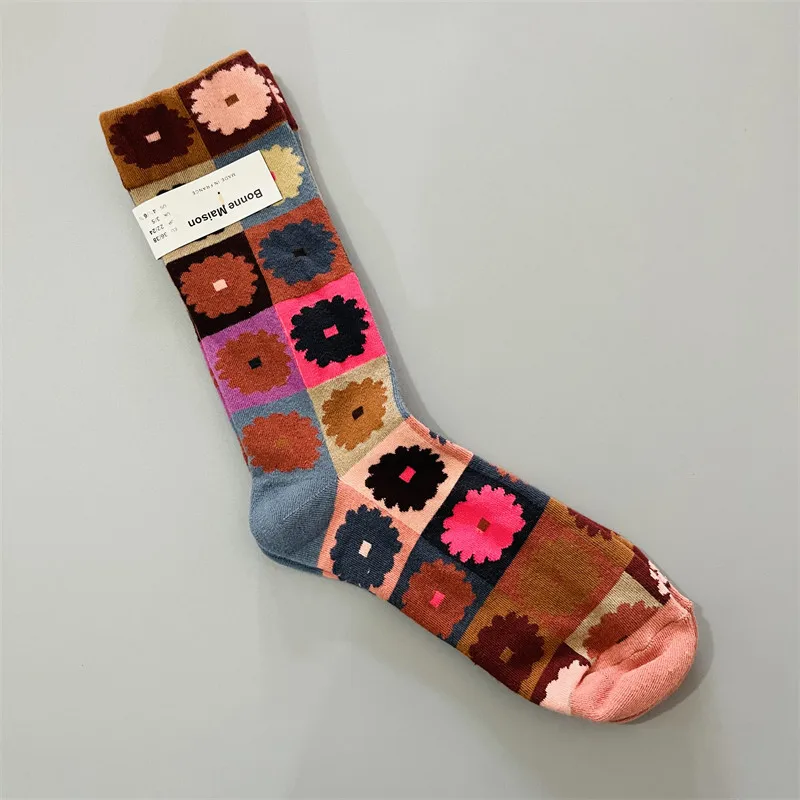 3 Pairs Art Oil Painting Print Mid-Calf Socks for Women Colorful Breathable Trendy Socks Retro Cute Summer Socks for Ins Style
