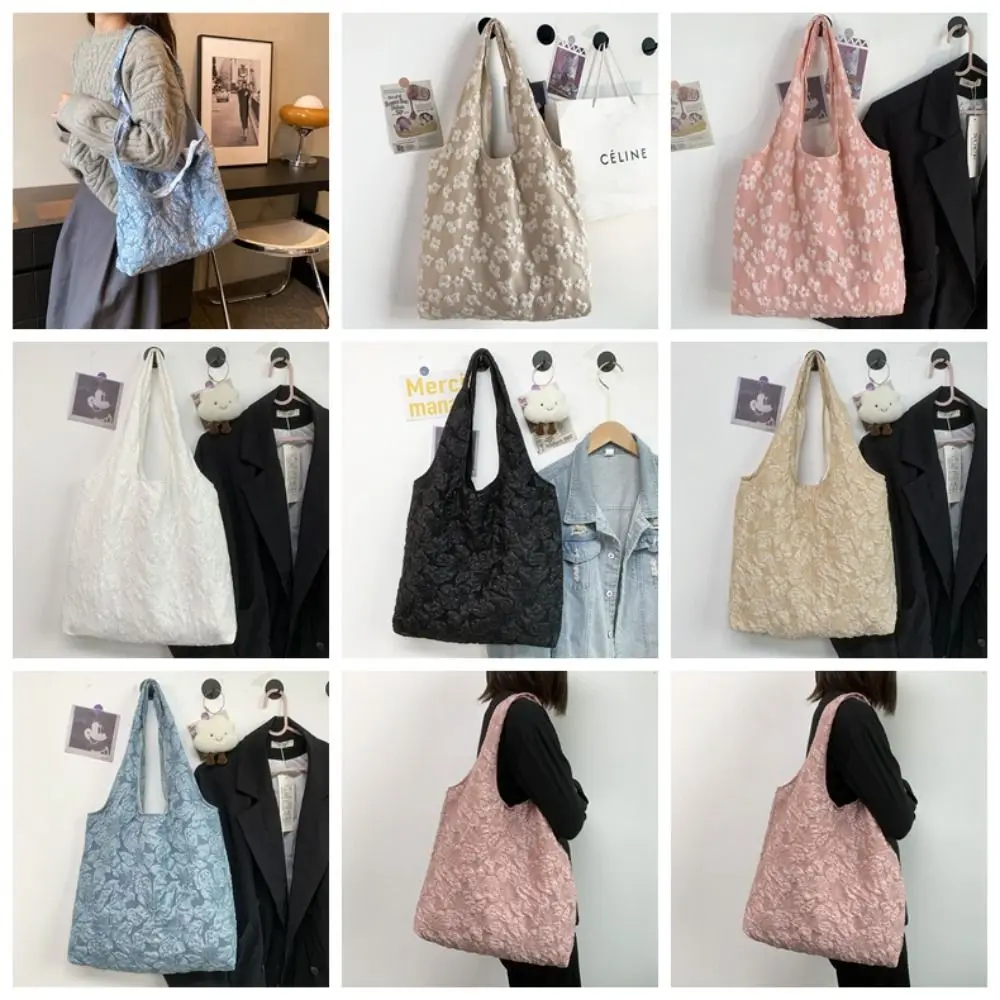 

Luxury Sense Flower Pattern Shoulder Bag Canvas Bag Lace Jacquard Fabric Tote Bag Fashion Design Nylon Texture Underarm Bag