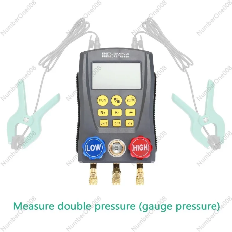 Imagem -06 - Digital Pressure Gauge Válvula Kit de Ferramentas Refrigeração Vácuo Manifold Tester Hvac Temperatura Tester 06000kpa Wz0031