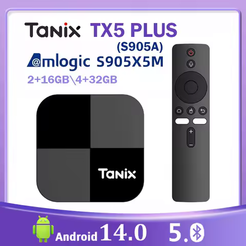 Tanix TX5 PLUS Android 14 Smart TV BOX Amlogic S905X5M 4GB 32GB AV1 4K 2.4G/5G Dual WIFI 1000M LAN BT Set Top Box Media Player