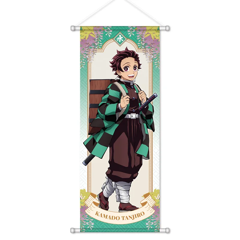 Dämonentöter Anime periphere hängende Malerei Seidenposter Tanjiro Nezuko Giyuu Mitsuri Love Scroll 2D Dekoration 72x28cm – Detail 2