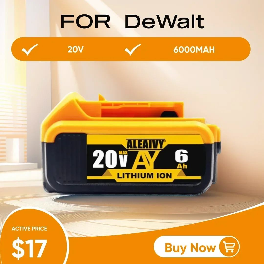 20V 6.0Ah MAX AY Battery power tool Replacement for DeWalt DCB184 DCB181 DCB182 DCB200 20V 3A 5A 6A 18Volt 20 v Battery