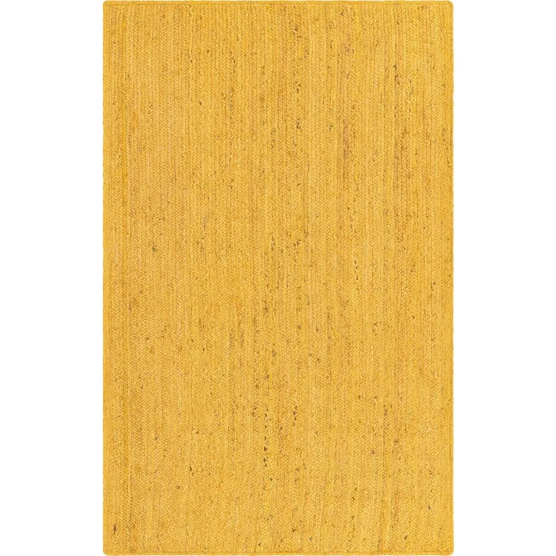 Rug Jute Yellow 100% Natural Jute Style Rug Braided Modern Rustic Look Carpet