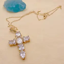 Y·YING Virgin Mary Cross Pendant Chain Necklace Mother Shell Pearl CZ