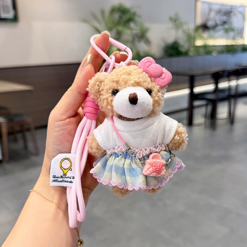 Creative Bow Plush Bear Keychain Cute Short Skirt Set Cross Dressing Bear Bag Pendant Fashion Car Keychain Gift