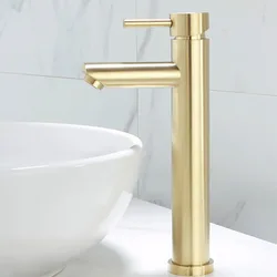Brushed Gold Bathroom Faucet Modern Lavatory Vanity Sink Faucet Deck Mounted Mixer Toilet Basin Faucets Hot Cold Water Mixer
