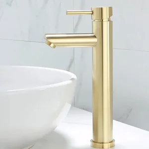 Moderner Washbird Gold Badezimmerhahn, Waschtischwaschbecken, Deckmixer, Sanitärwaschanlage, heißer und kalter Wassermischer 6 Hauptverkauf Tippen Sie auf Gold gebürstet - №5