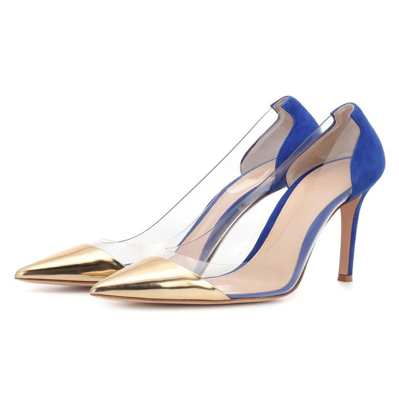 PVC transparent Lady Pointy Toe High Heels Pumps Women Party Dress Suede Leather Top Quality Sandals Thin High Heels Shoes