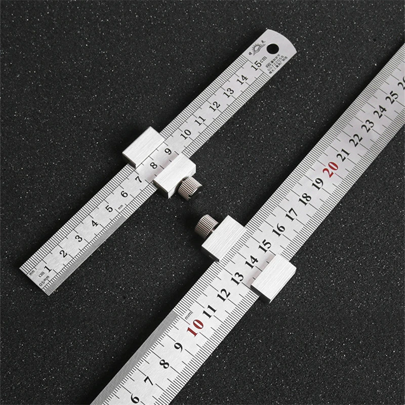 Carbon Steel Ruler Limit Block Measuring Rulers Tools Positioner Adjustable Scriber Line Marking Gauge Carpentry Scriber Gadgets