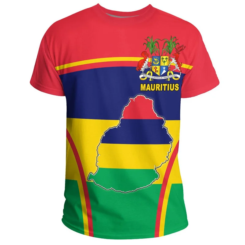 African Mauritius Pattern T-shirt For Men Clothes Fashion Street Crew Neck Short Sleeve 3D Printed Tees Summer Loose T Shirts