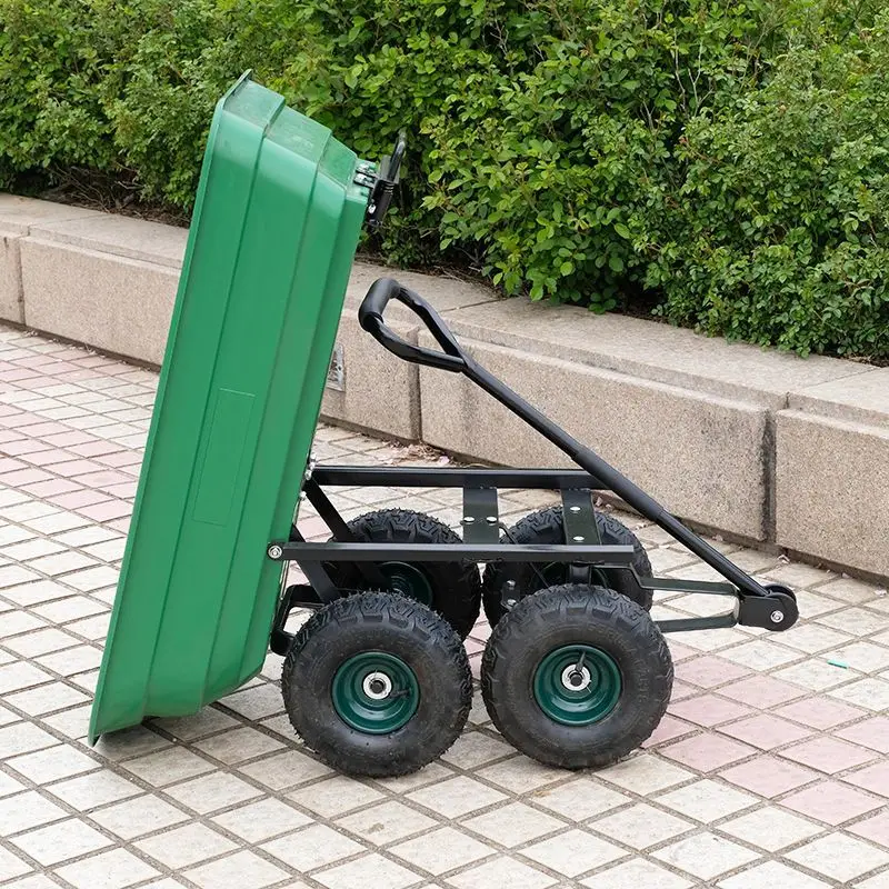 Four wheel dump truck small trailer pulling goods plastic hand pulled