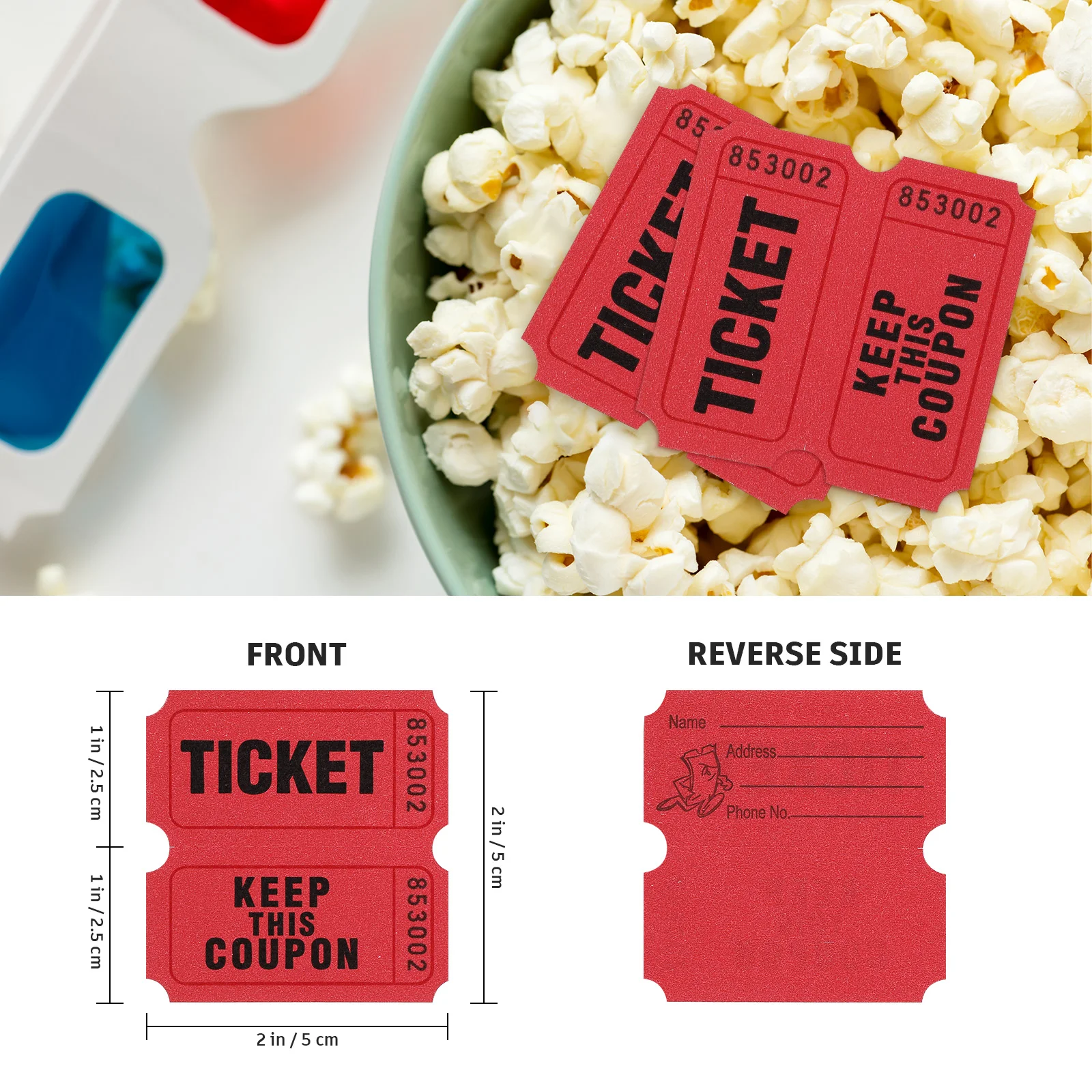 Lottery Ticket Raffle Tickets Labels Casual for Party Events Coated Paper Movie Auctions