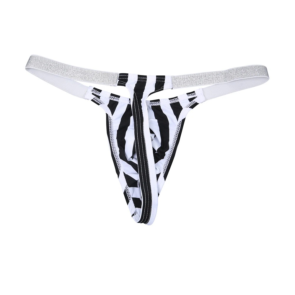 1pc Daily Mens Low-Rise Thongs Briefs Fashion Striped Bulge Pouch Underwear T-back G-strings Comfortable Panties