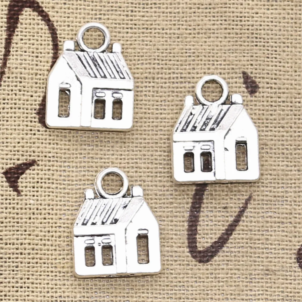 15pcs Charms Cabin House 14x18mm Antique Silver Color Plated Pendants Making DIY Handmade Tibetan Silver Color Jewelry