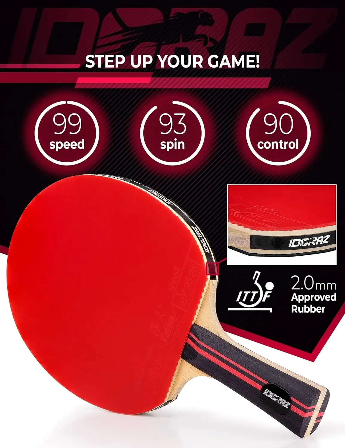 Ping Pong Paddle Professional Racket - Table Tennis Racket with Carrying Case - Approved Rubber for Tournament Play - Best