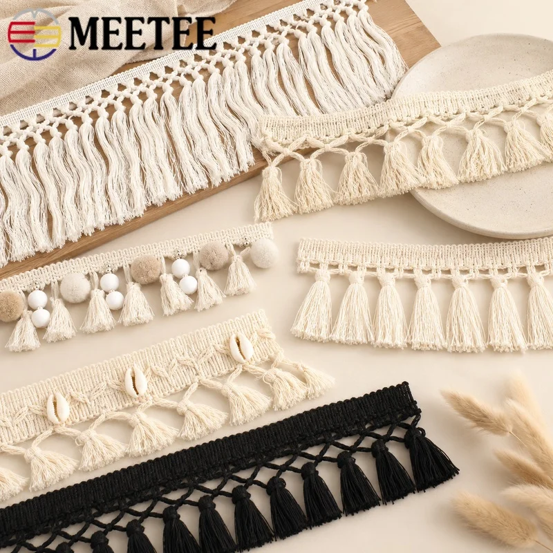 5Y 6-12cm Cotton Tassel Fringe Trim Woven Lace Ribbon Curtain Sofa Cushion Bag Garment Home Decor Sewing Craft Supplies Edging