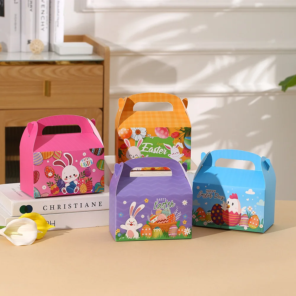 Easter White Cardboard Box Cartoon Egg Rabbit Dessert Candy Box Children'S Gift Box Holiday Party Cake Packaging Box