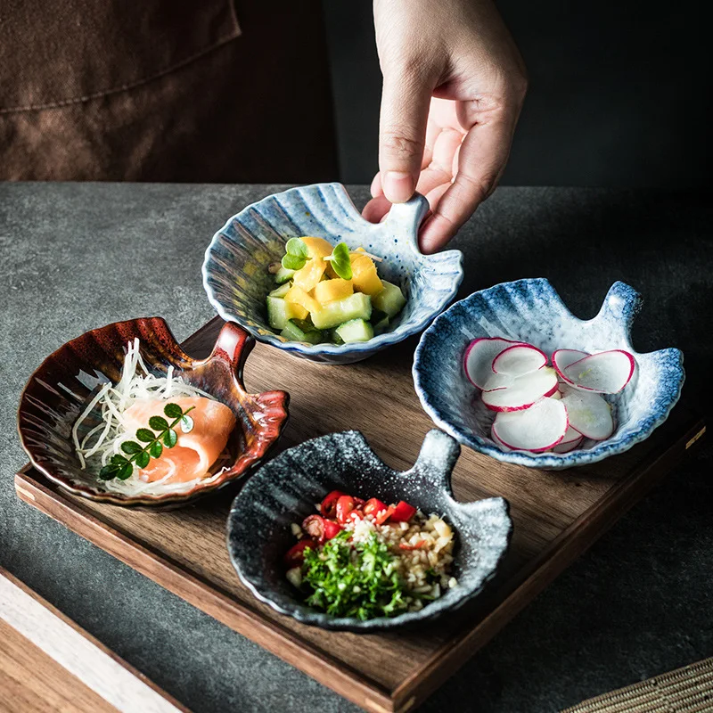 

Японская керамическая миска, миска для риса, боковая посуда, маленькая тарелка для суши, домашний ресторан, ресторан, посуда, миска-ракушка с ручкой