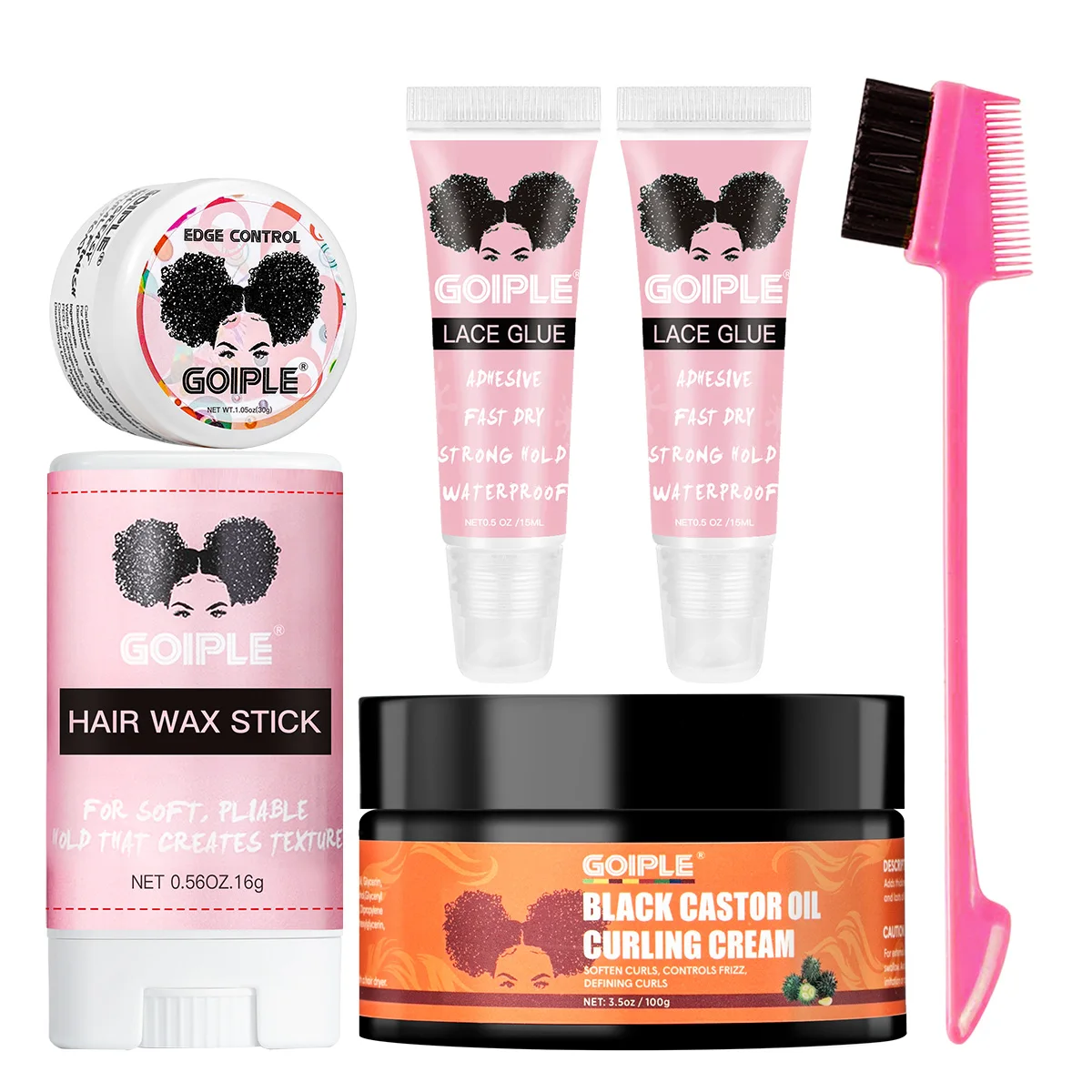 

GOIPLE Wig Styling Wax Stick, Edge Control Gel, Black Castor Oil Curl Defining Cream Toupees Adhesive for Wigs Installation Kit