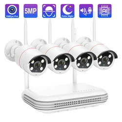 Techage 4CH HD 5MP Wireless Security Camera System Face Detect IP66 WIFI CCTV Record Video Surveillance Protection Kit H.265 P2P