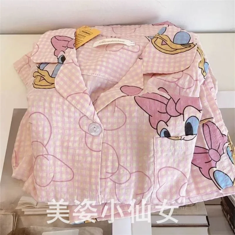 Disney Daisy Sweet Sleepwear Stitch Women\'s Spring and Autumn New Fashion Simple Long Sleeve Pants Women\'s Home Furnishing Set