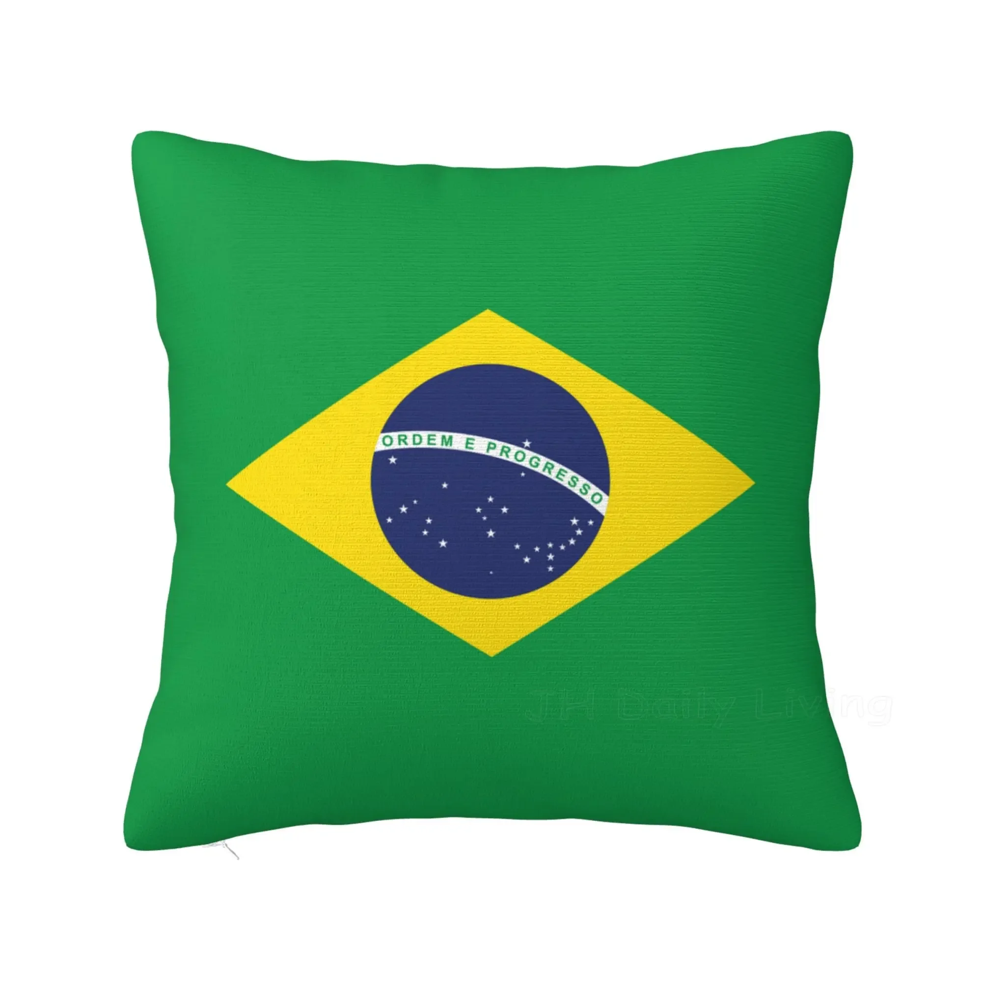 Brazil Br Brasil National Flag Cushion Cover Polyester Decorative Throw Pillowcase for Home Office Car Decor Pillow Case 45x45cm