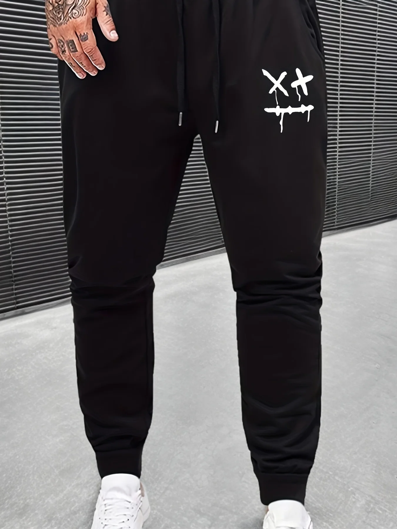 Drip Smiley Face Graphic Men Jogger Pants Drawstring Elastic Waist Loose Hip Hop Street Sports Sweatpants