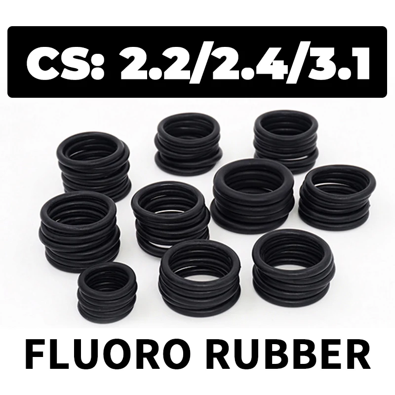 Thickness CS2.2/2.4/3.1mm Black FKM O-ring FPM fluorine rubber sealing gasket elasticity rubber washer ring Spot wholesale