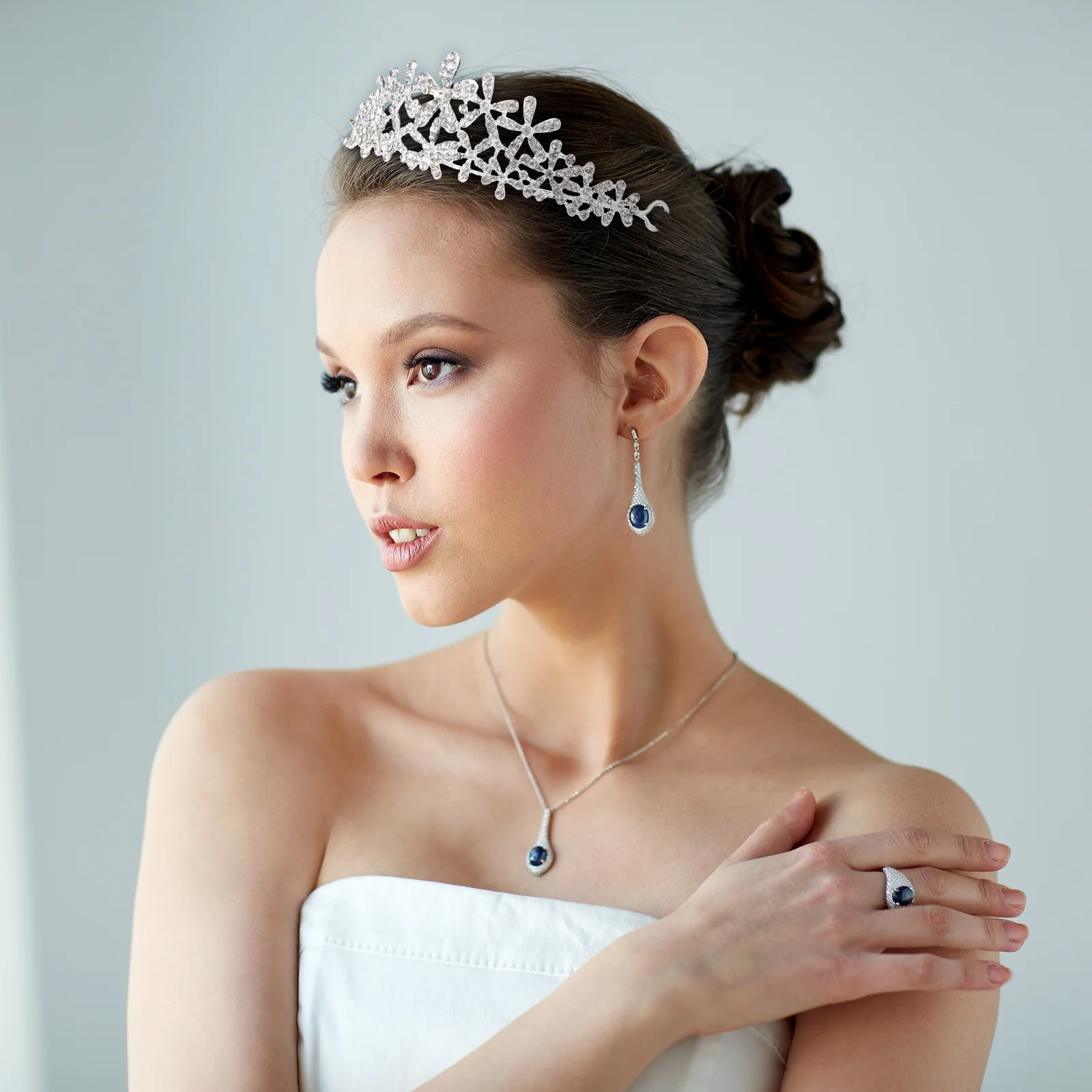 سبيكة الزفاف تاج ندفة الثلج حجر الراين عقال الزفاف الشعر التبعي حزب غطاء الرأس فستان الزفاف الأنيق الملحقات #6