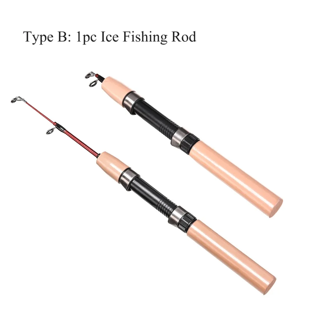 Portable Mini Fly Fishing Reel 45#/55# Carp Winter Ice Fishing Raft Wheel Spool or 1pc 60/62/65cm Ice Fishi Rod Pesca Tackle