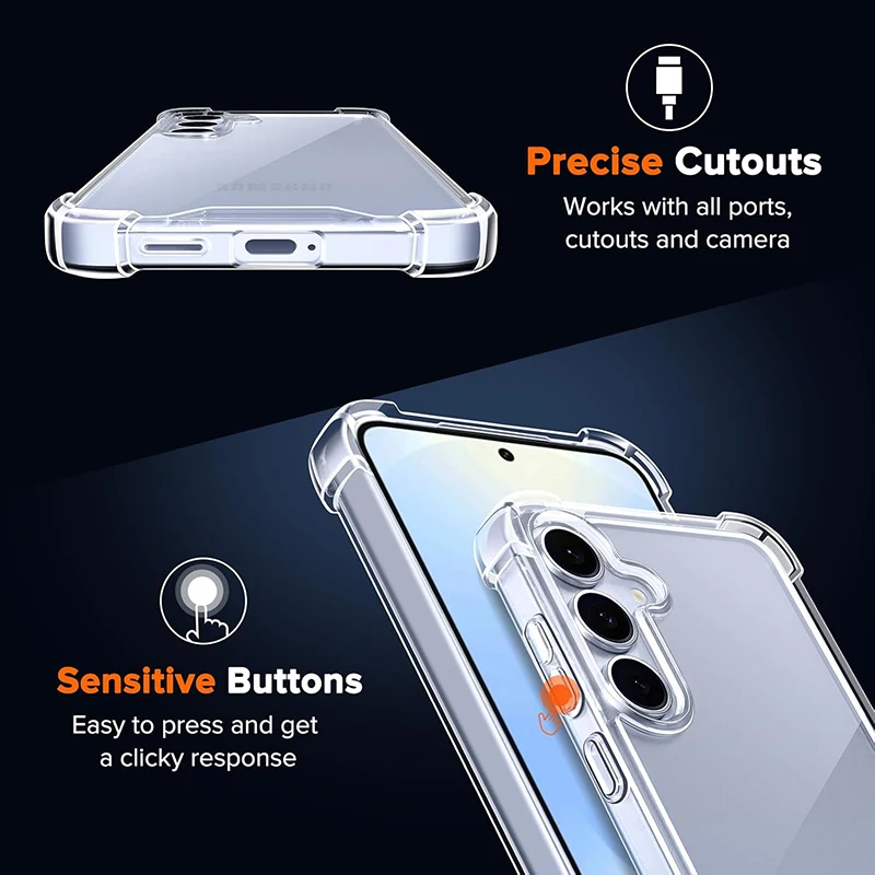 Funda híbrida a prueba de golpes para Samsung Galaxy S25 S24 S23 S22 S21 FE Ultra Plus A16 A55 A15 A35 A54 A34 A14 A53 A33 funda dura suave