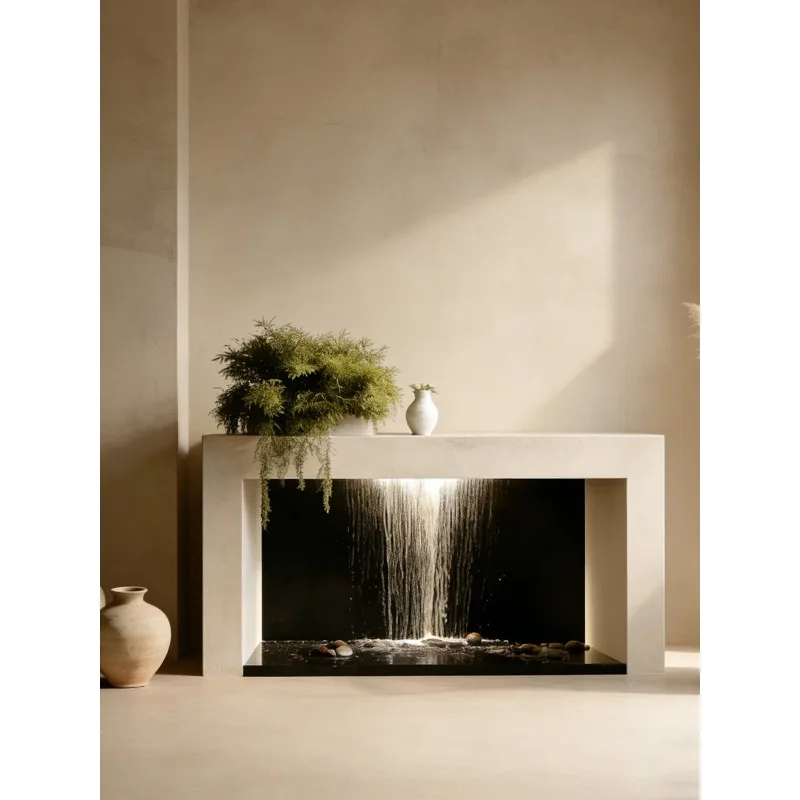 Italian minimalist entrance cabinet, countertop waterfall decoration, modern simplicity and high-end sense