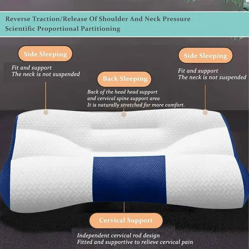 Cervical Pillow Breathable and Comfortable Ergonomic Pillow Sleep Height Adjustable Orthopedic Neck Pillow Suitable for Bedroom