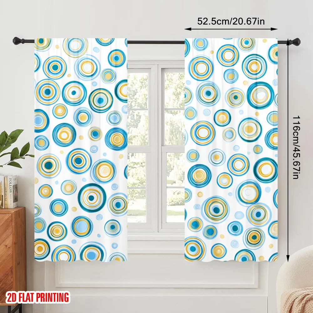 2pcs,2D plane printing Popular Curtains Colorful Concentric Circles Versatile Polyester (without rod) Outdoor Decorations Use