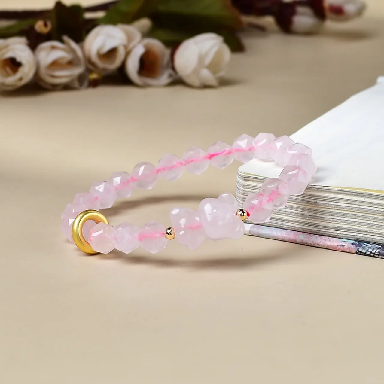 

Natural Pink Crystal Bear Bracelet Bracelet, Women's Light Luxury Lucky Fashion Bracelet