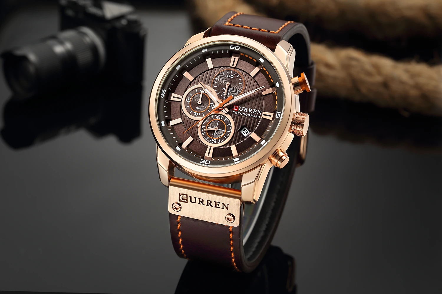 Curren 8291 Men Watch Business Leather Quartz Waterproof Wristwatch 6-Hand Date Casual Fashion Luxury Relogio Masculino