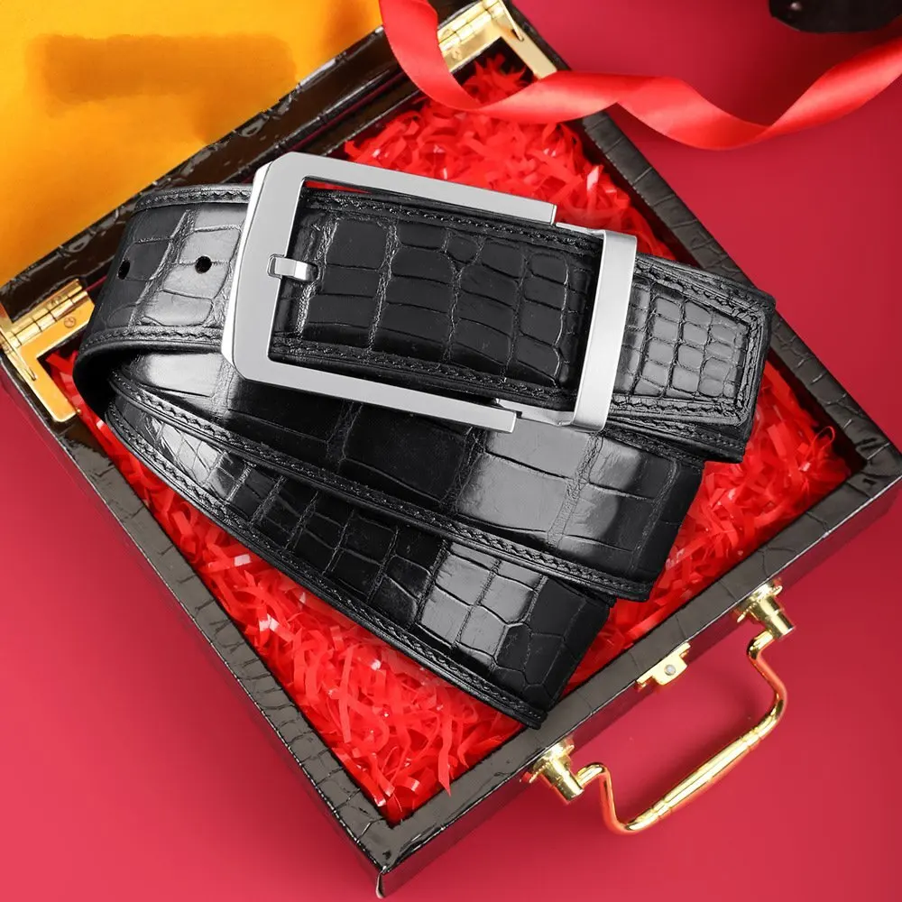 

2025 New Fashion Men's Genuine Leather Business Casual Full Steel Pin Buckle Men Belt Gift Boxs & Cummerbunds Jeans Cinturones