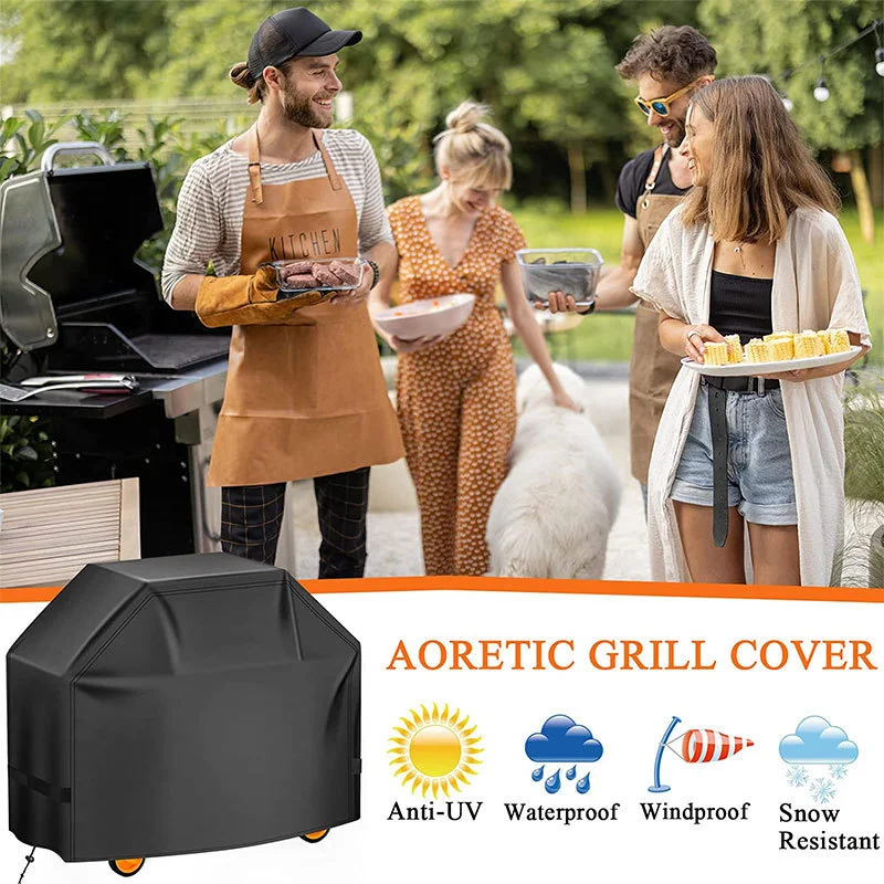 Heavy Duty BBQ Grill Cover 210D Oxford Fabric - Waterproof Dustproof All Weather Protection for Garden Furniture