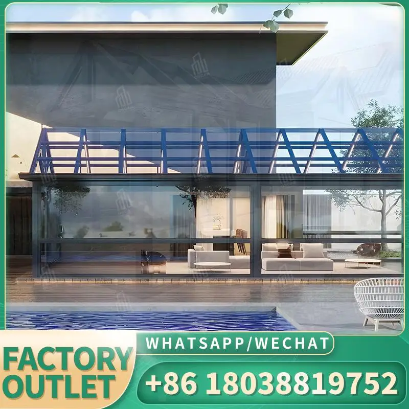 

Aluminium Slant Prefabricated Sunrooms Glass Houses for Backyard Patio Garden