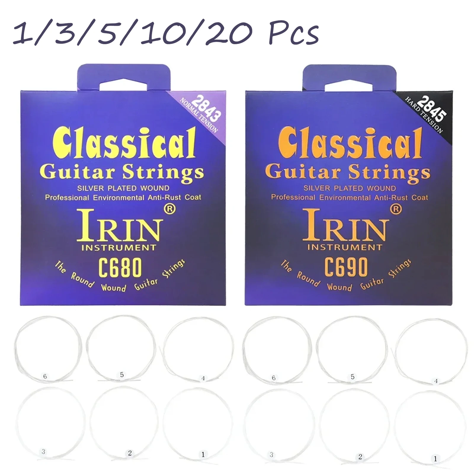 1/10 IRIN Saiten für klassische Gitarre, Nylon, versilberte Wickelsaiten, professionelle Übungsauftritte, Teile für klassische Gitarre