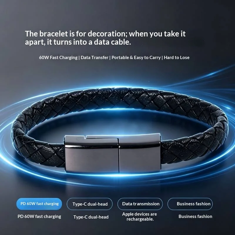Armband-USB-Kabel, tragbar, schnelles Aufladen, USB-Micro-Typ-C-Ladekabel für iPhone 14, 13, 12, 11, Pro Max, X, Samsung, Xiaomi, Huawei