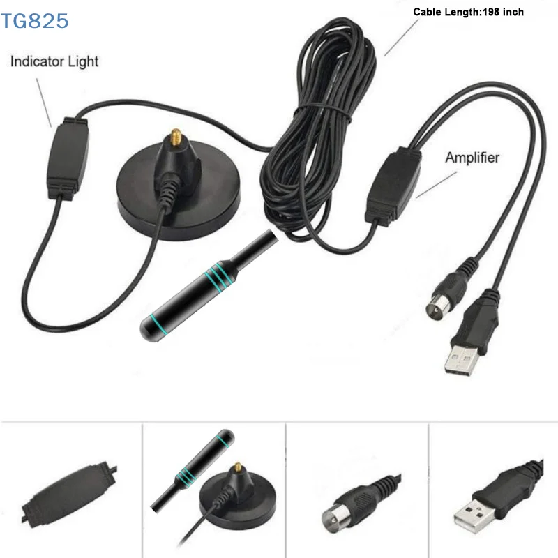 【AN】【AN】【AN】Digital TV Antenna With Signal Amplifier 480+ Miles Indoor Outdoor Antenna Magnetic Base VHF UHF Digital Aerial - view 3