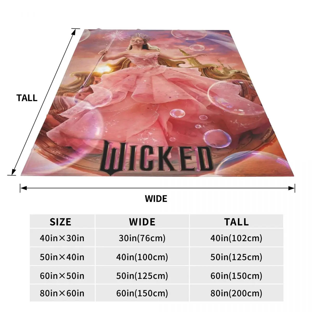 Wicked Musical Movie Glinda Poster Merch Blankets Flannel Sofa Throw Blanket Relax Warm for Outdoor Bedspreads