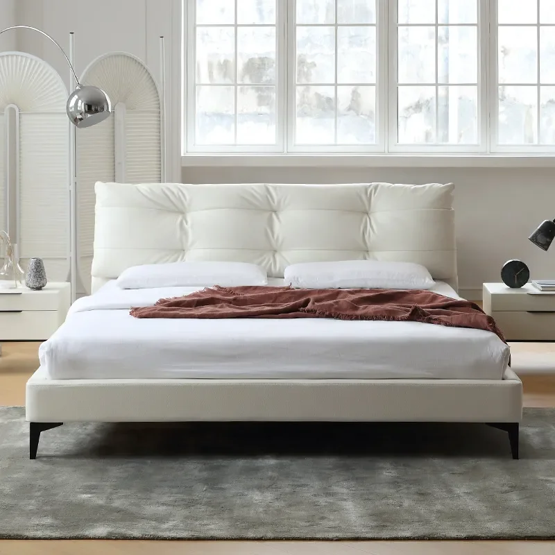 for Baxter Cloud Leather Bed Italian Minimalist Designer Viktor Fairy Style 1.8m Double Master Bedroom Wedding Furniture