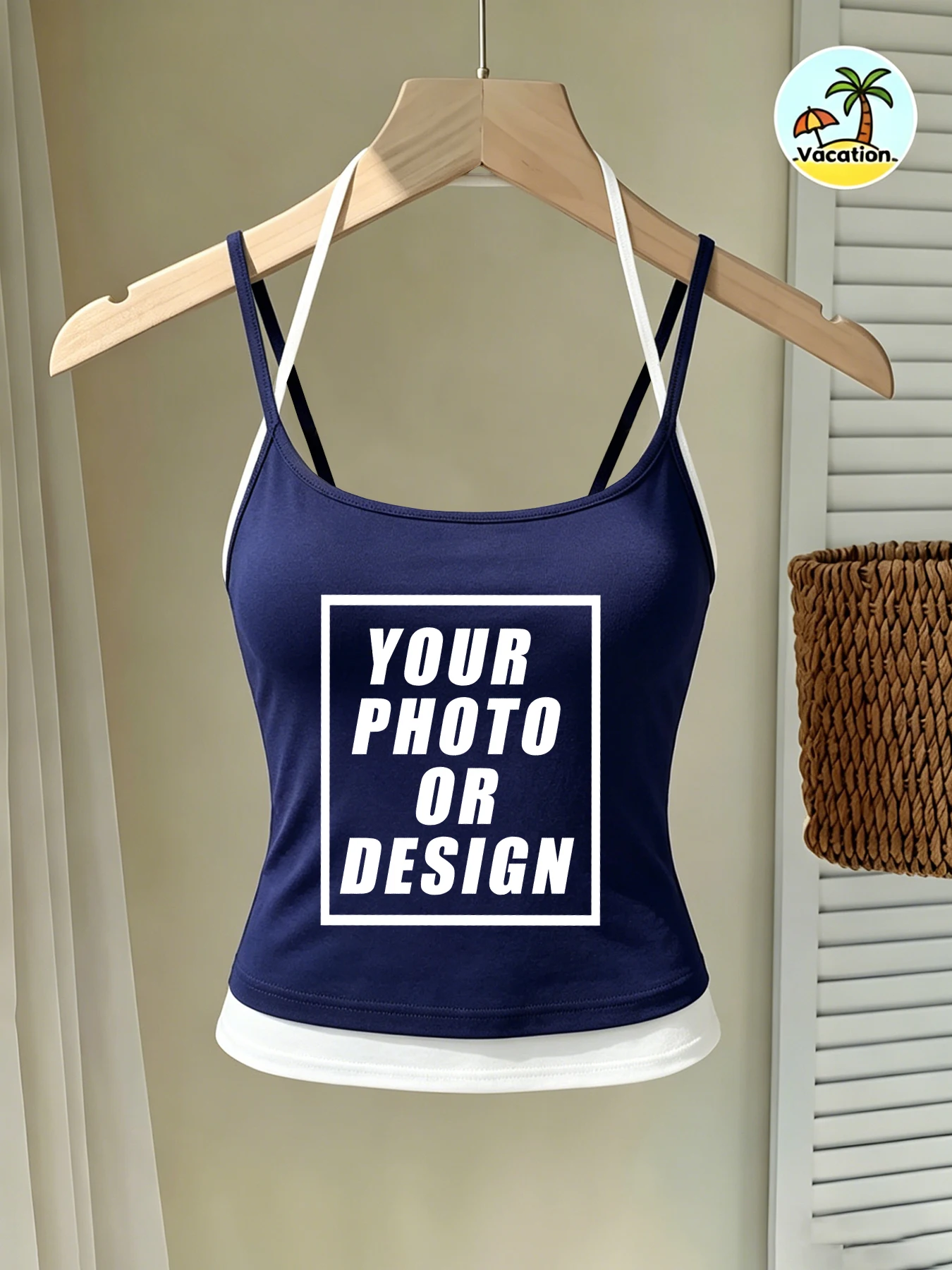 Custom Graphic Logo women Color Blocking Vests Soft Singlet Halter Tops Fashion Slimming Vest Fitness Summer New Diy Swimsuit