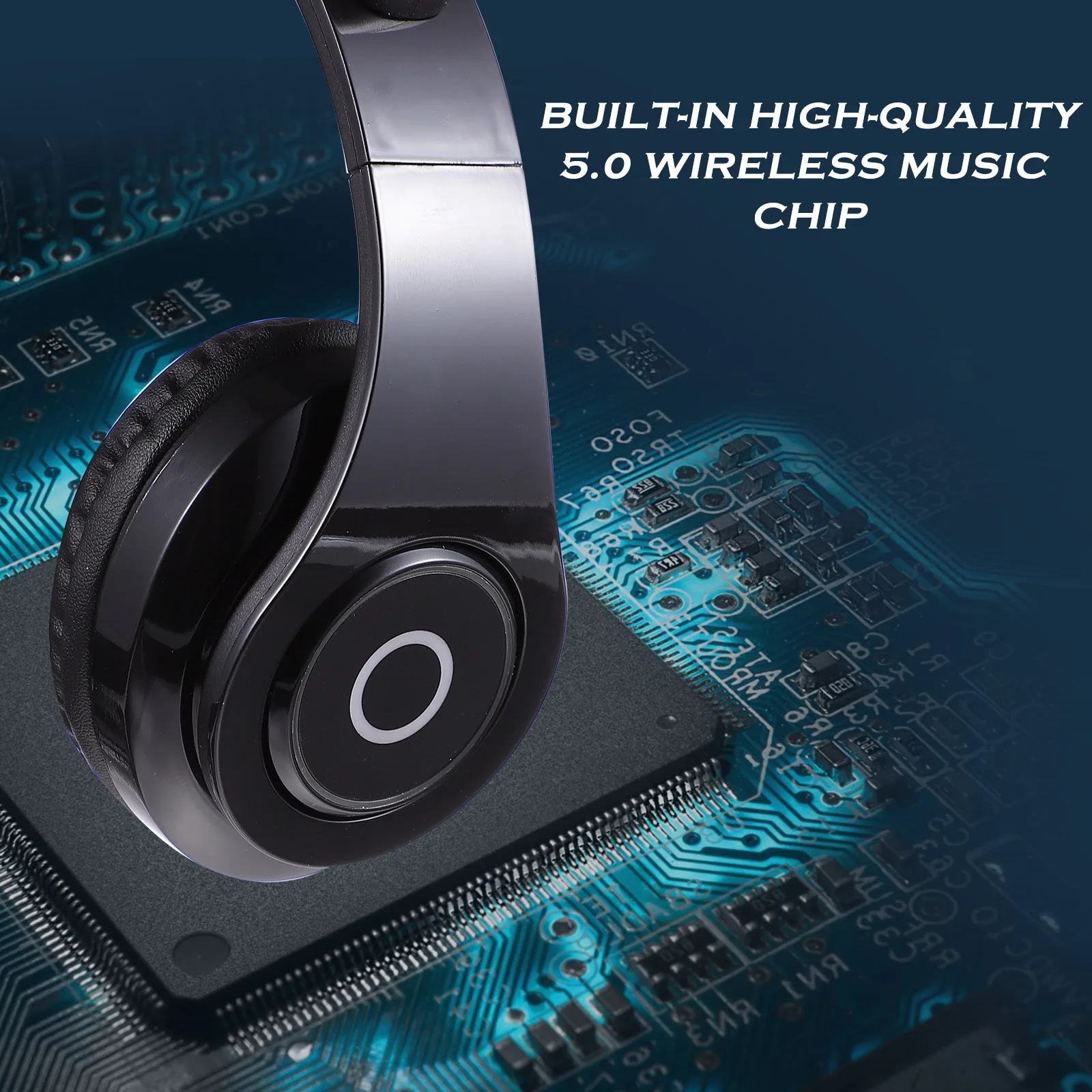 

Cat Ear Headphones Foldable Wireless Headset Led Light Built-In 5.0 Chip Aux Phone Laptop Gaming Office