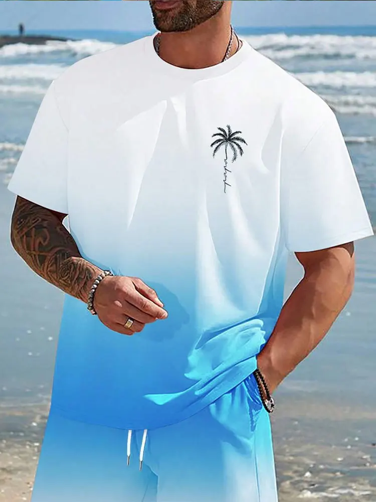 Summer Casual Everyday Men's Short Sleeve Top Hawaiian Men's Fashion T-shirt Outdoor Beach Men's Crew Neck T-shirt 3D Print